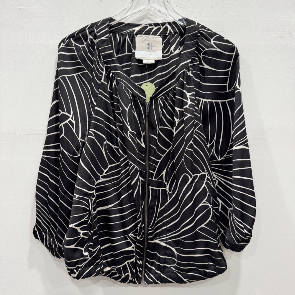 Anthropologie Hei Hei Semi-Sheer Bubble Lightweight Jacket Zip Front Large